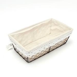 Homewell - Panera De Rejilla Metal Rectangular Con Tela 31X17X10Cm