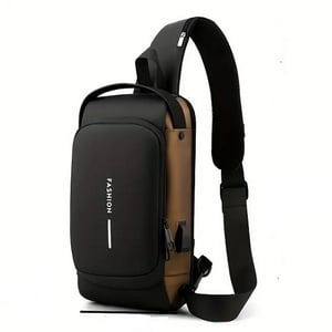 Generíco - Bolso Bandolera Negro-Café Antirrobo Impermeable Hombre Con Puerto Usb