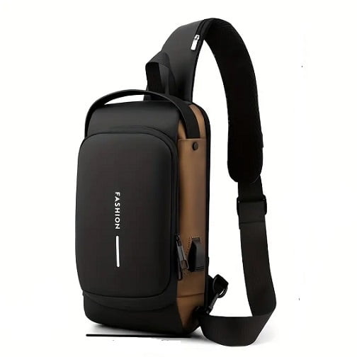 Generíco - Bolso Bandolera Negro-café Antirrobo Impermeable Hombre Con Puerto Usb