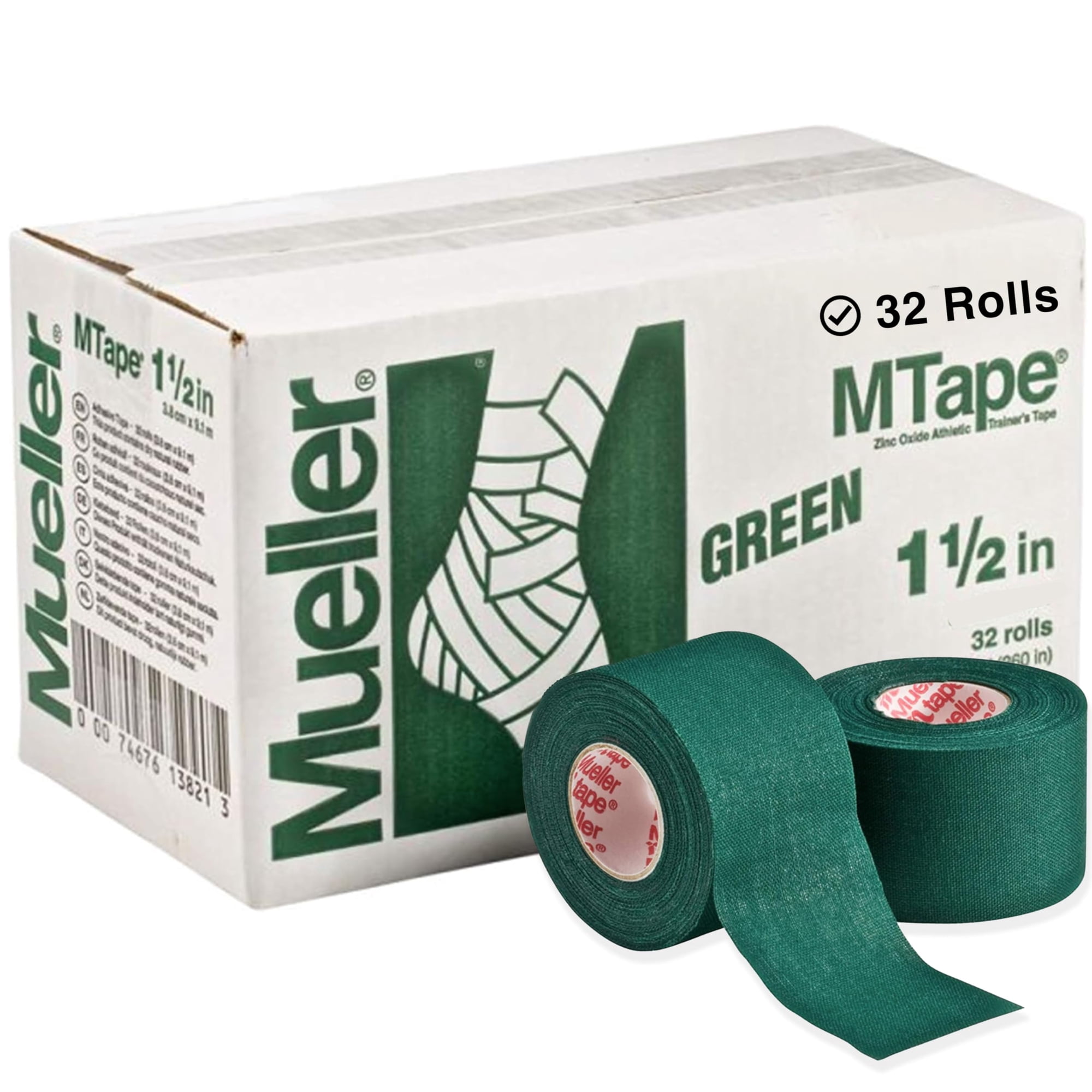 Cinta Atlética Mueller Mtape Rollos Paquete De Equipo 32x1,5 Cm Verde