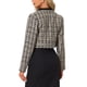 thumbnail image 3 of INSPIRE CHIC Chaqueta Corta de Tweed para Mujer con Cuello Mao, Doble Botonadura, Elegante Blazer de Cuadros para Oficina, Talla XL, Caqui Claro, 3 of 6