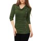 thumbnail image 2 of INSPIRE CHIC Top de Mujer con Cuello de Cisne de Manga Larga, Decoración de Botones, Frente Fruncido, Ajuste Regular, Pulóver XS Verde, 2 of 5