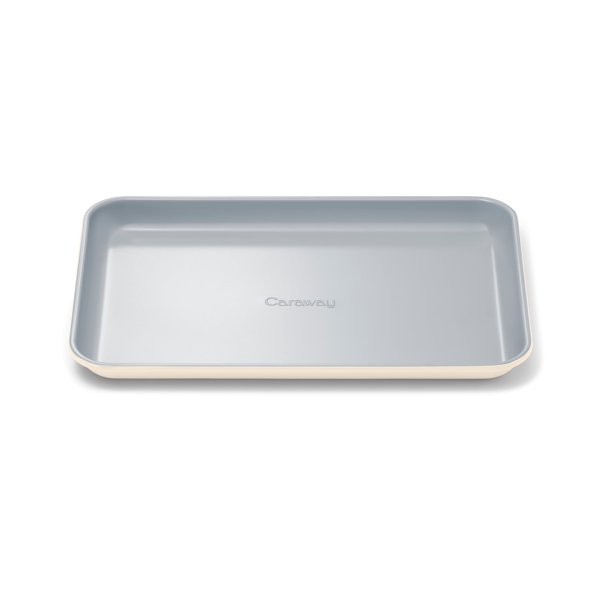 Bandeja para hornear de cerámica antiadherente de alcaravea, pequeña, 9 x 13 pulgadas, color crema