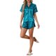 thumbnail image 2 of INSPIRE CHIC Pijama de Satén para Mujer Vuelta a la Escuela Suave Manga Corta con Botones Ropa de Dormir con Bolsillo en el Pecho y Pantalones Cortos para Primavera Verano XL Verde Pavo Real, 2 of 6