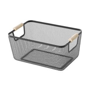 Magideal - Cesta De Alambre De Metal Con Asas De Madera, Organizador De Cocina, Cesta Versátil Para Frutas Y Verduras, Ideal Para Organizar Alimentos Y Frutas En 36 Cm X 22 Cm X 21 Cm