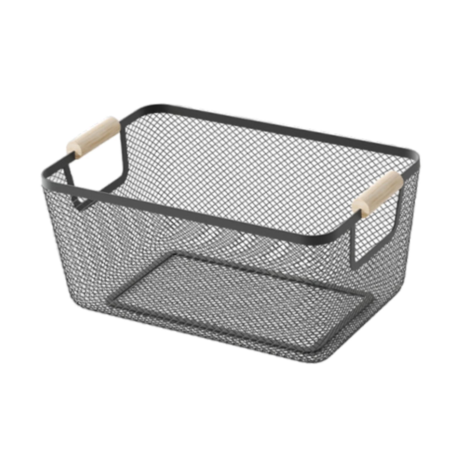 Magideal - Cesta De Alambre De Metal Con Asas De Madera, Organizador De Cocina, Cesta Versátil Para Frutas Y Verduras, Ideal Para Organizar Alimentos Y Frutas En 36 Cm X 22 Cm X 21 Cm