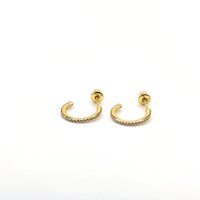 Tiana Joyas - Argolla Con Circones De Plata 925 Bañada En Oro 18K De 13,5 Mm Con Cierre De Tornillo