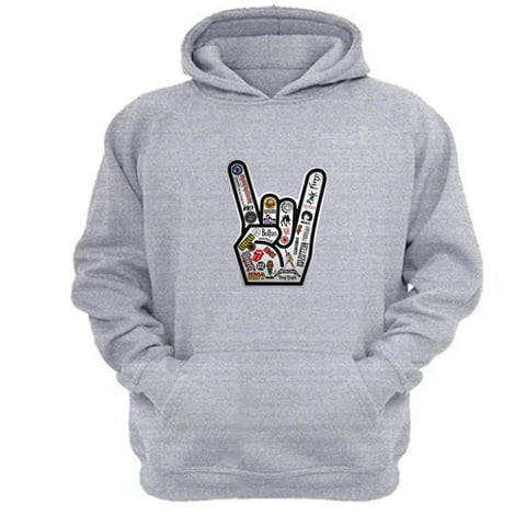 Genérico - Polerón Canguro Rock Gris Claro Talla M Unisex