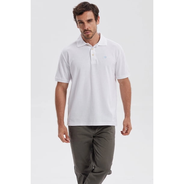 Polera Hombre Piqué Básica Lisa Blanco - lV