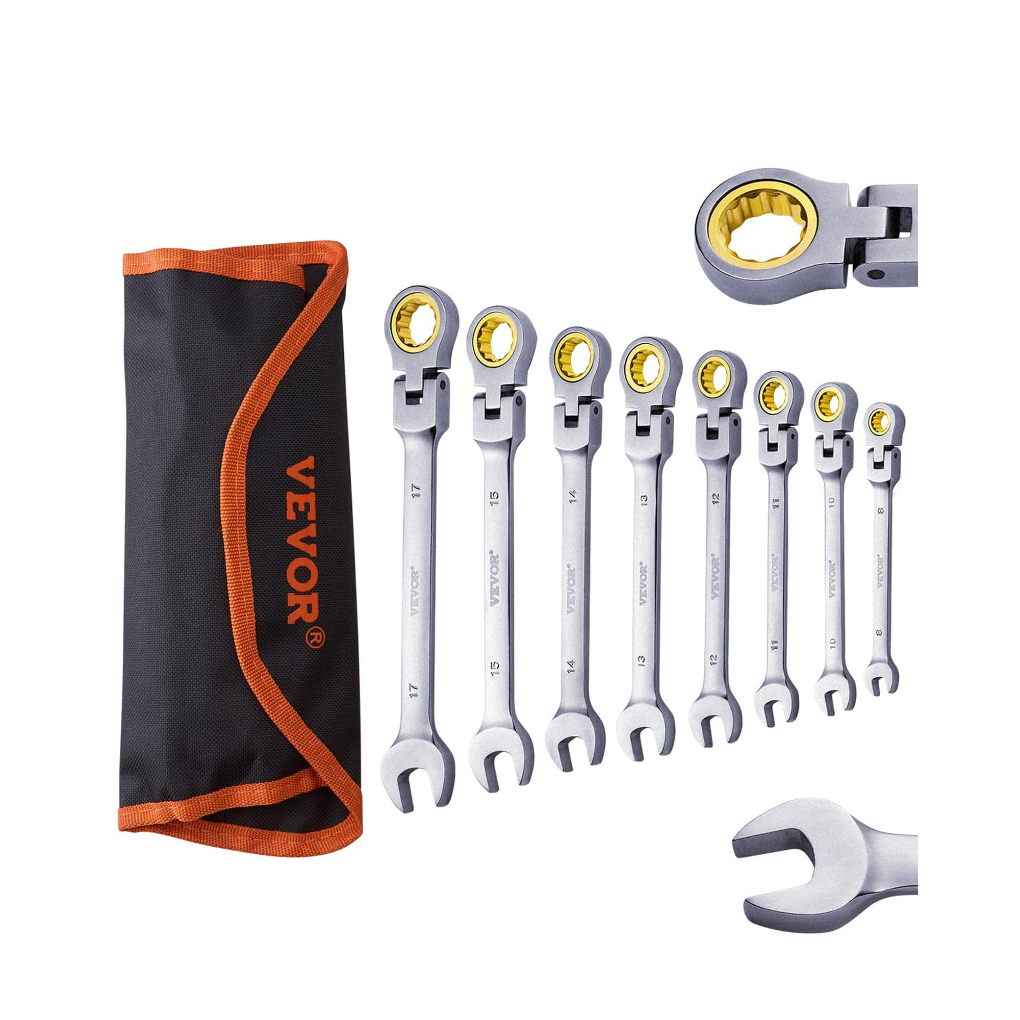 Juego De Llaves Vevor Flex-head Tracheting, 8 Piezas, 8 Mm A 17 Mm