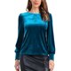 thumbnail image 1 of INSPIRE CHIC Blusa de Terciopelo de Invierno de Halloween para Mujer Cuello Redondo Manga Larga Casual Talla M Azul Pavo Real, 1 of 6