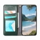 thumbnail image 2 of Funda tipo cartera para iPhone 14 de piel con cierre magnético, ranuras para tarjetas y correa para la muñeca Verde, 2 of 6