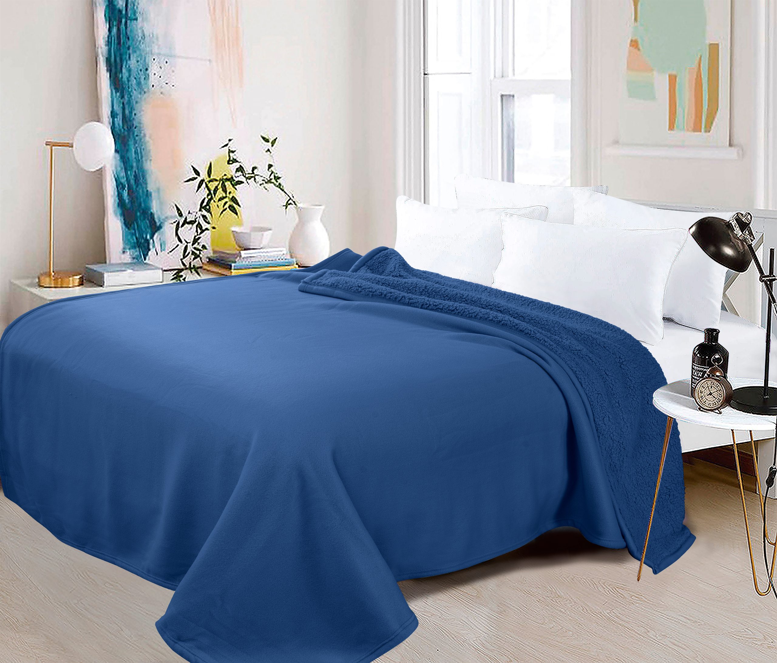 Zahr - Frazada Polar Sherpa 1P Azul