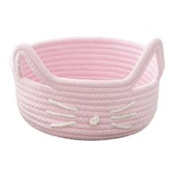 Bothyi - Cesta De Cuerda De Algodón Con Diseño De Gato De Dibujos Animados, Ligera, Para Salón De Hotel, Restaurante, Color Rosa