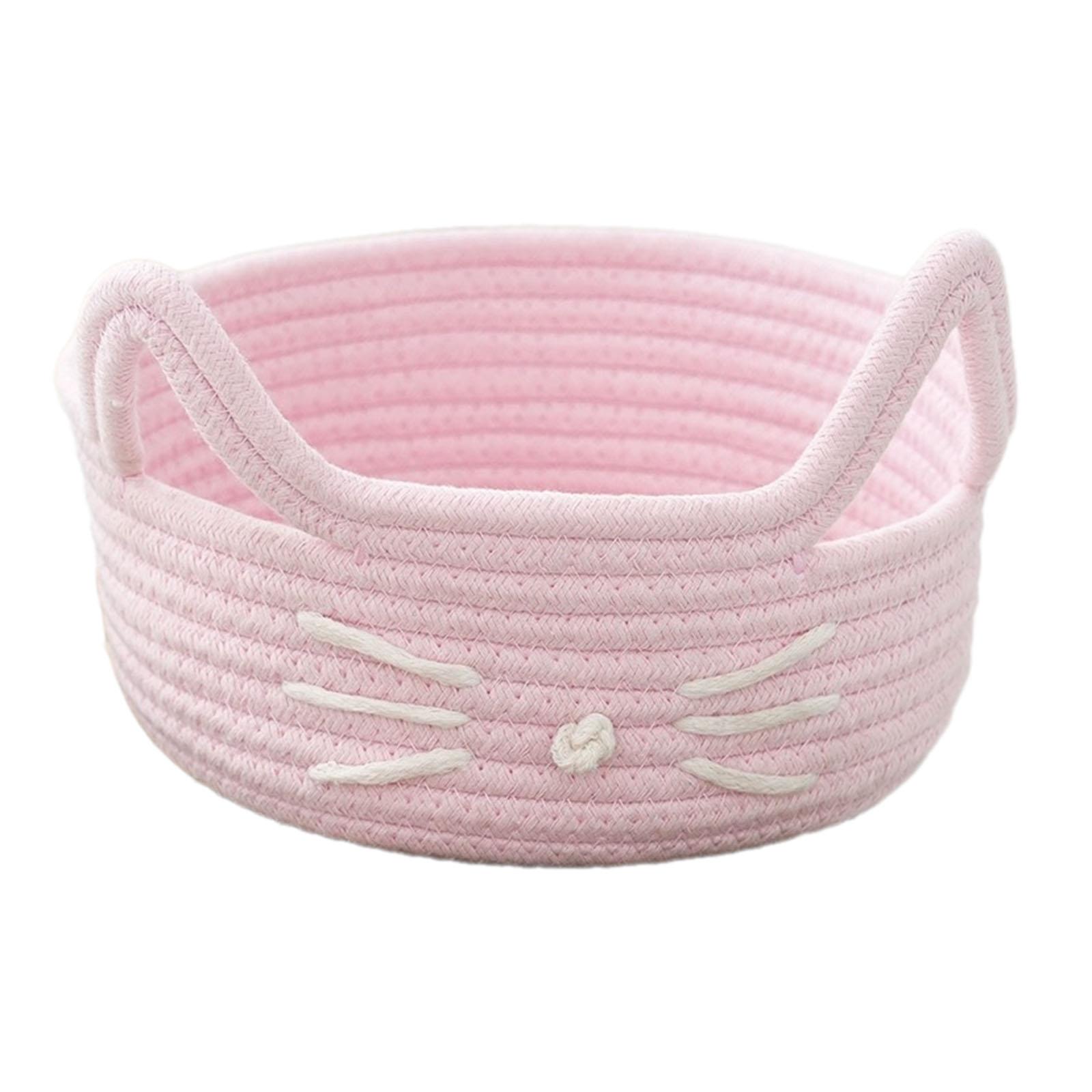Bothyi - Cesta De Cuerda De Algodón Con Diseño De Gato De Dibujos Animados, Ligera, Para Salón De Hotel, Restaurante, Color Rosa
