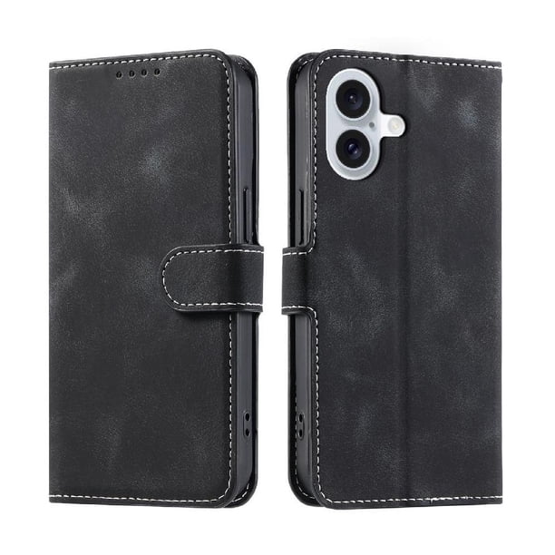 Funda Cartera para iPhone 17 Tapa con Ranuras, Soporte y Correa Negro