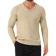 thumbnail image 1 of INSPIRE CHIC Suéter de Hombre de Manga Larga con Cuello en V de Color Sólido Tejido XL Beige, 1 of 6