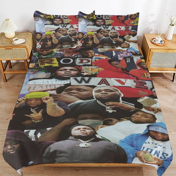 Rod Wave Bedding Set Duvet Cover Comfortable and Lightweight Cartoon Bedding 3 Piece Bed Set