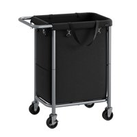 Cesto De Ropa Songmics Rolling Con Ruedas, 90 L, Tinta Negra