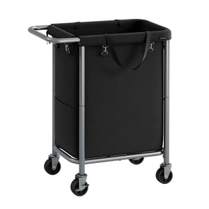 Cesto De Ropa Songmics Rolling Con Ruedas, 90 L, Tinta Negra