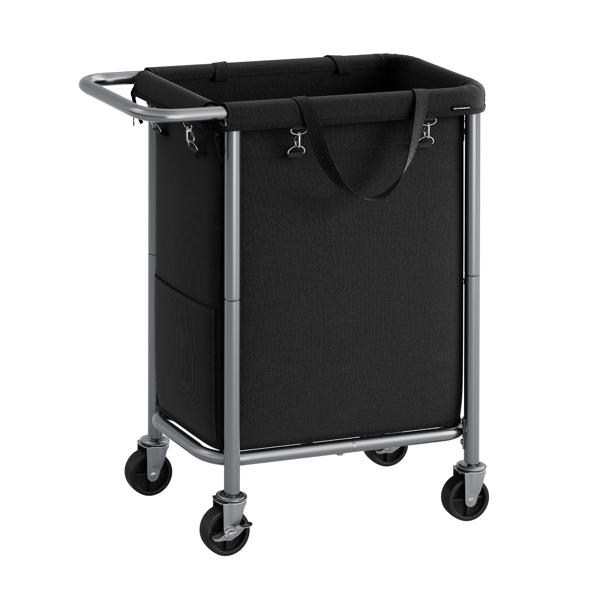 Cesto De Ropa Songmics Rolling Con Ruedas, 90 L, Tinta Negra