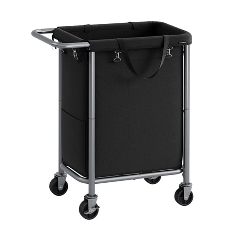 Cesto De Ropa Songmics Rolling Con Ruedas, 90 L, Tinta Negra
