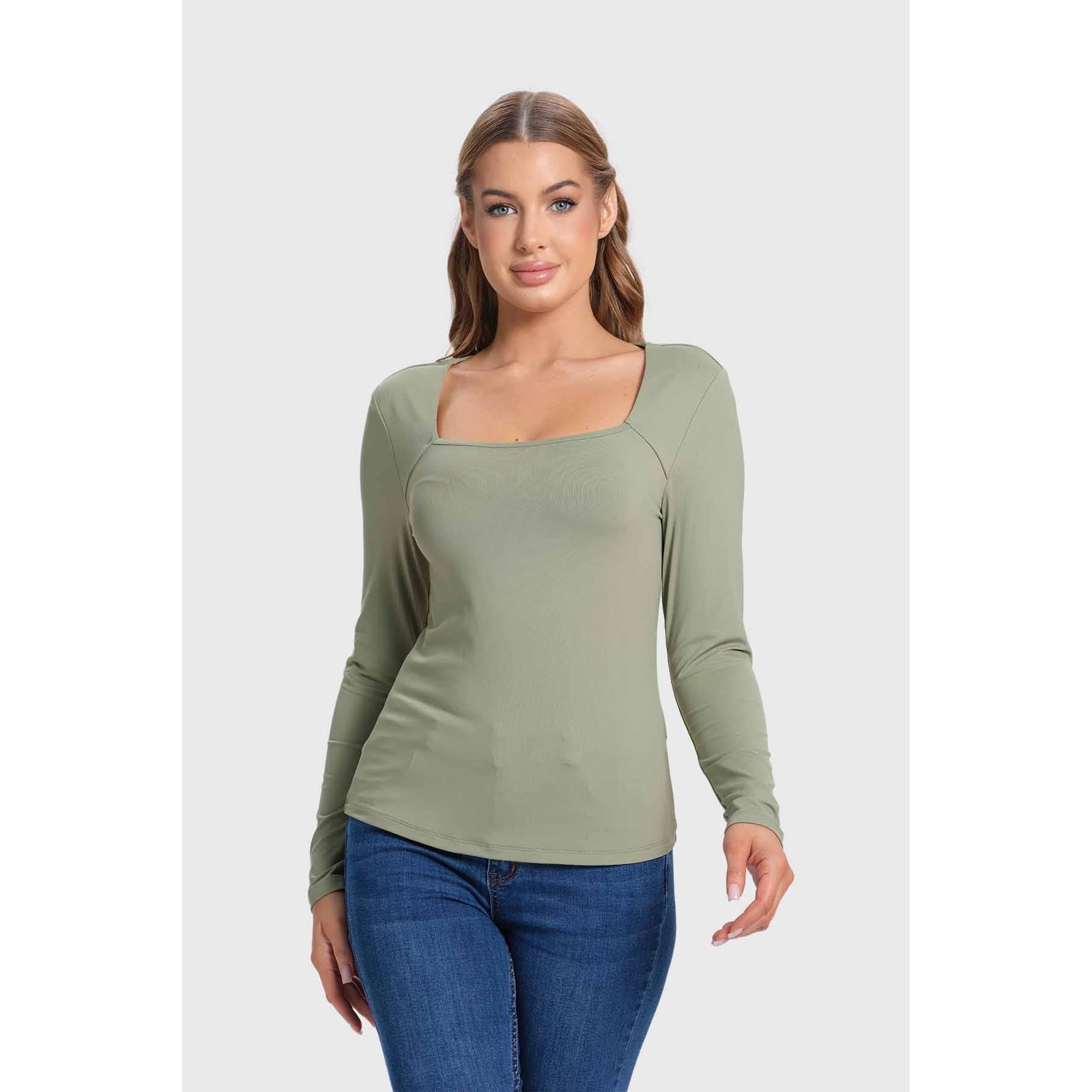 Fashionspark - Polera Mujer Escote Cuadrado Verde
