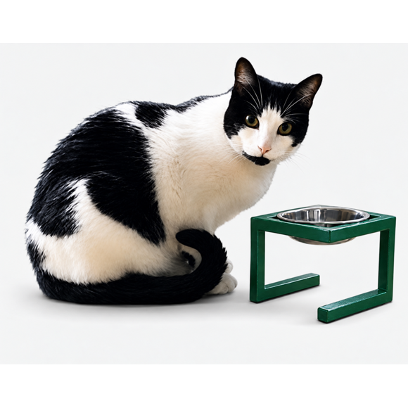 Comedor para gatos acero verde