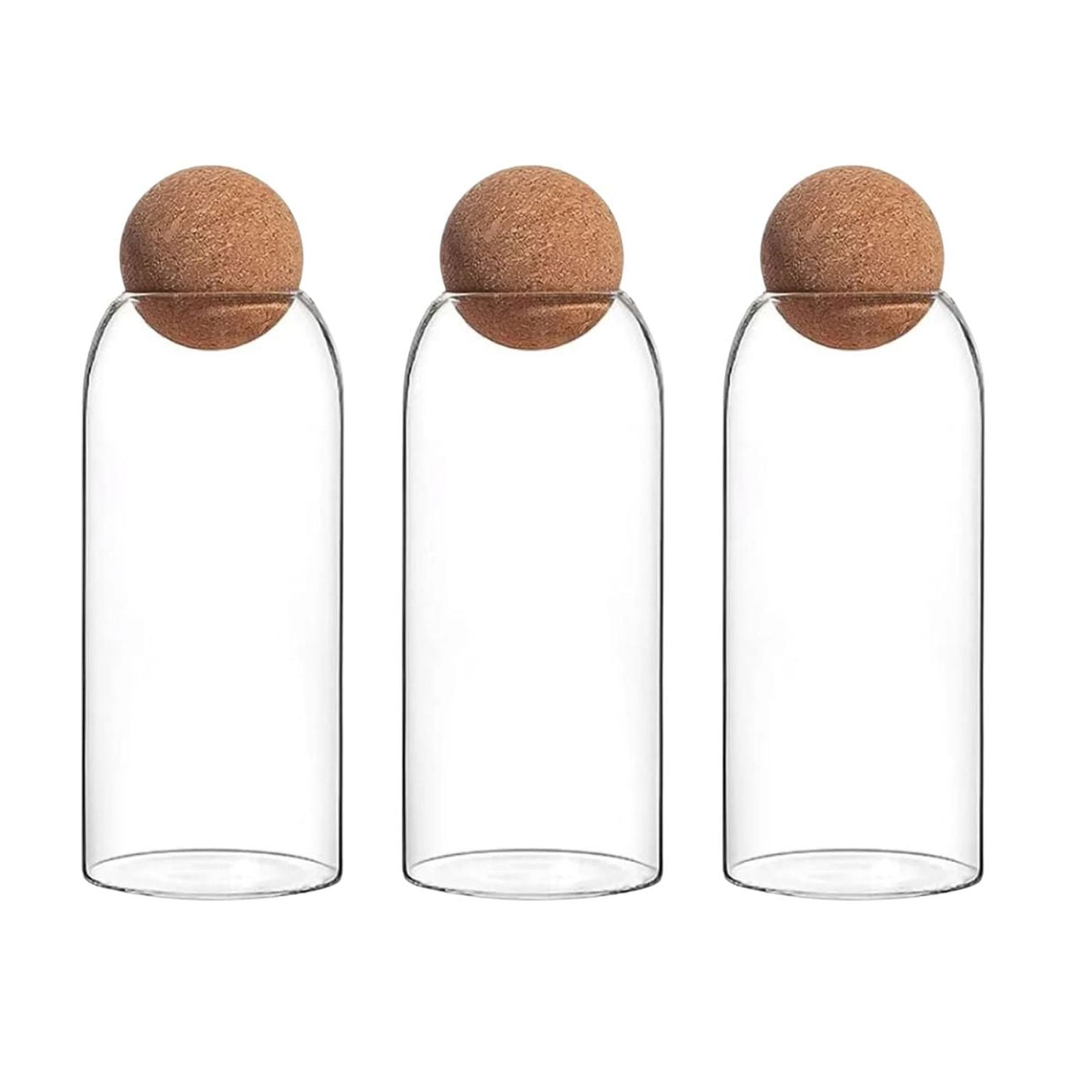 Disparo - Set 3 Botellas Frascos Contenedor 1200ml Vidrio 20cm Corcho