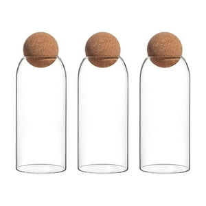 Disparo - Set 3 Botellas Frascos Contenedor 1200Ml Vidrio 20Cm Corcho