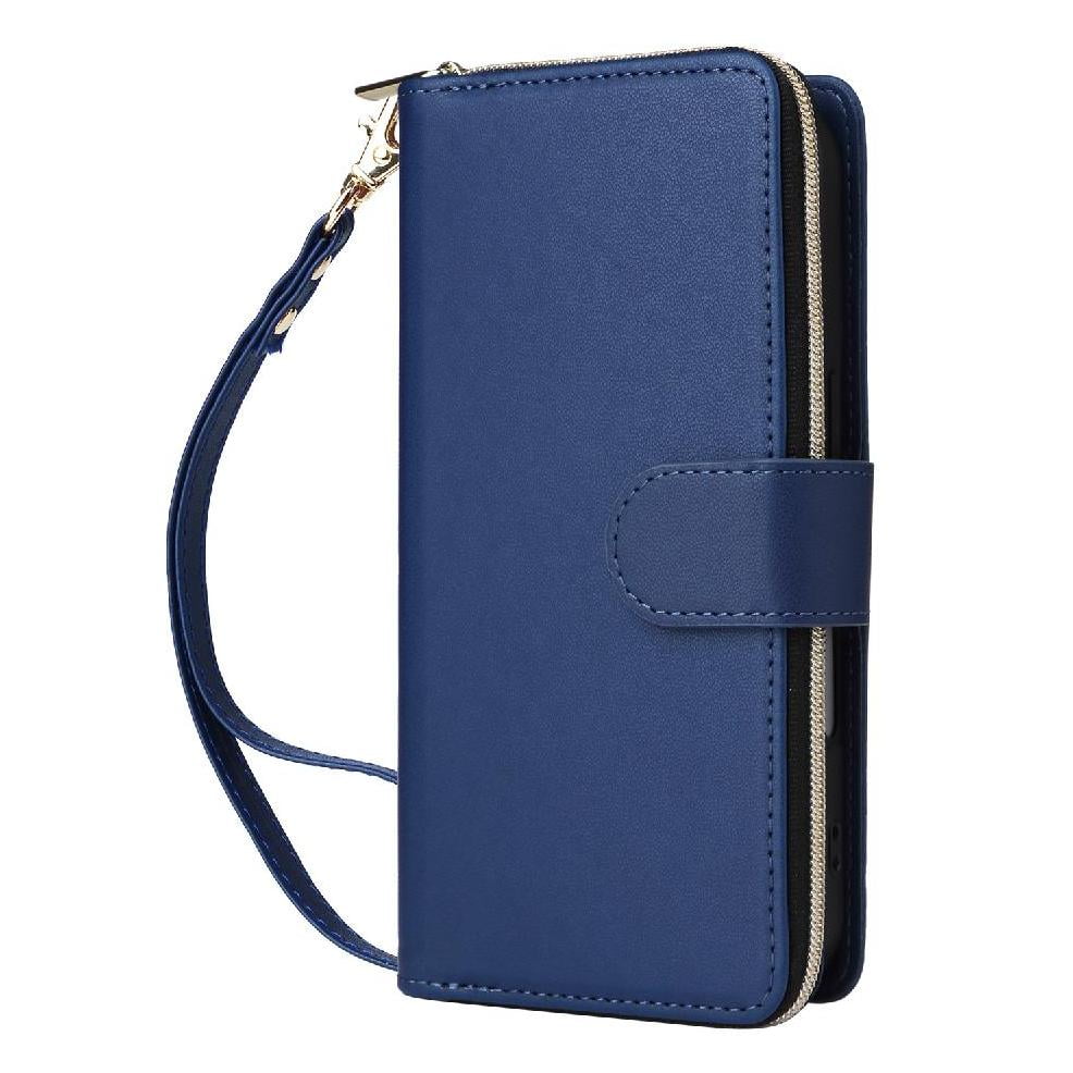 Foxdock - Funda Cartera Con Cremallera Y Correa Para Samsung Galaxy S22 5g Soporte Y Tarjetero Azul