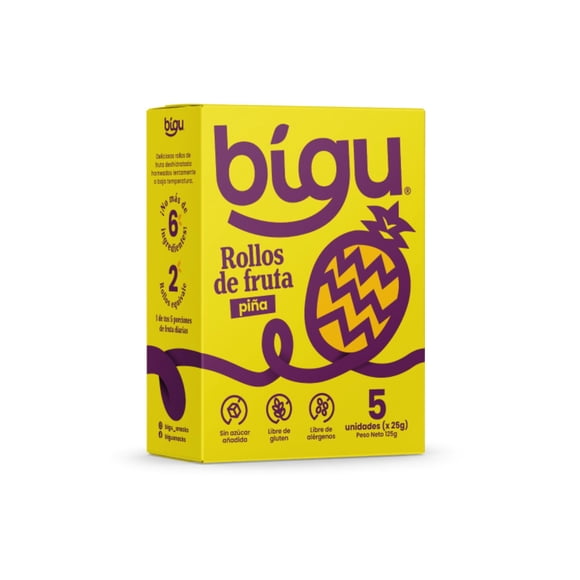 Rollos de fruta piña 5 Un, 125 g