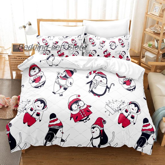 Cartoon Polar bear penguin Bedding Set Bed Set Aldult Kid Bedroom Duvetcover Sets Bed Sheet Set
