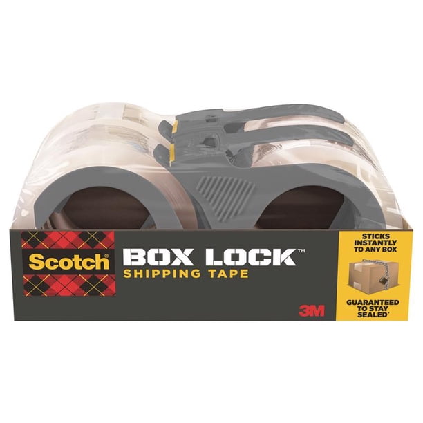 Cinta de embalaje 3M Scotch Box Lock, 4,8 cm de ancho x 50 m de largo, transparente (paquete de 6)