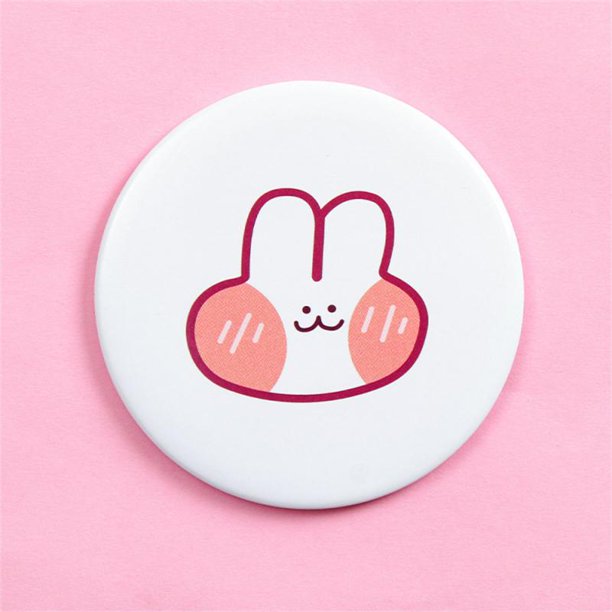 1PCS Mini Mirror Cartoon Touch Up Makeup Cartoon Small Mirror Skin Care Tools Pu Handheld Small Round Mirror Health & Beauty