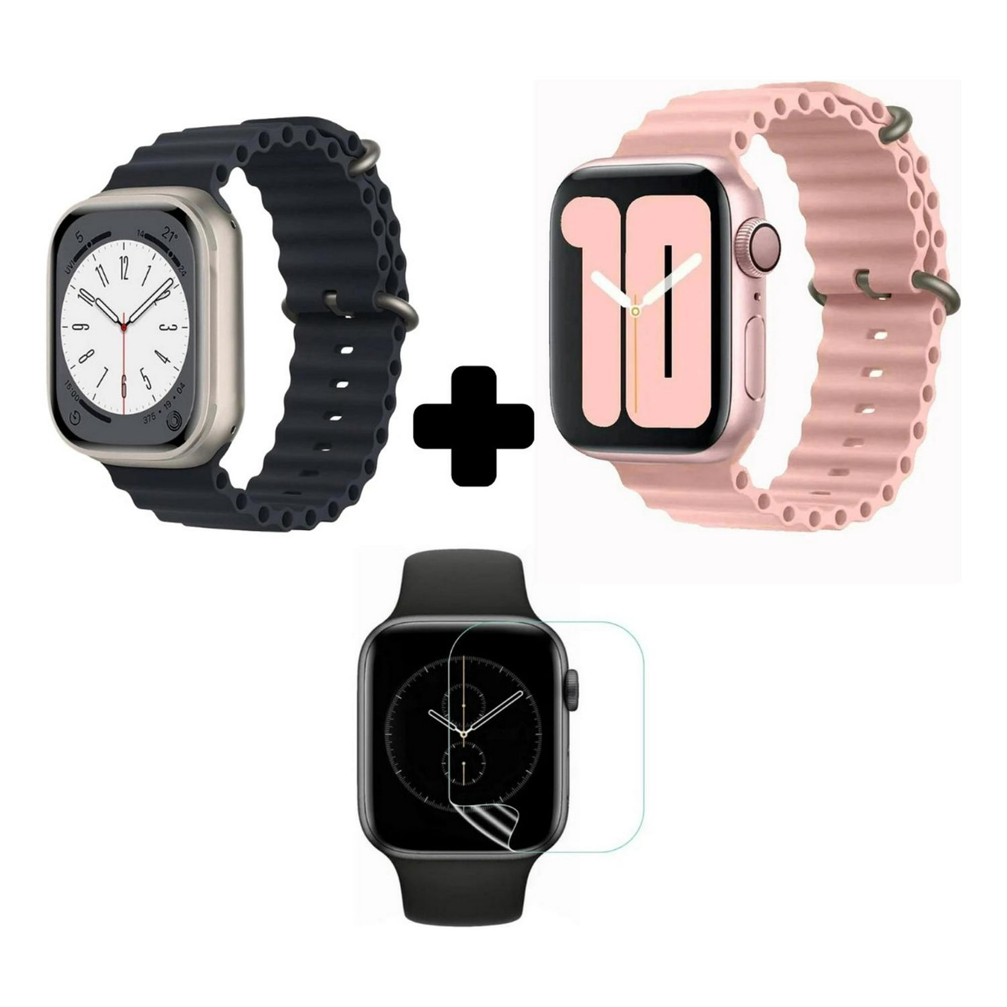 Fitpro - 2 Correa Ocean Smartwatch + Protector 45mm Rosa