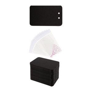 Magideal - 100 Uds Tarjetas De Exhibición De Llavero Con Bolsas Autosellantes Embalaje De Joyería 3''X4.7 ''Tarjetas De Llavero De Exhibición Etiquetas De Precio Negro