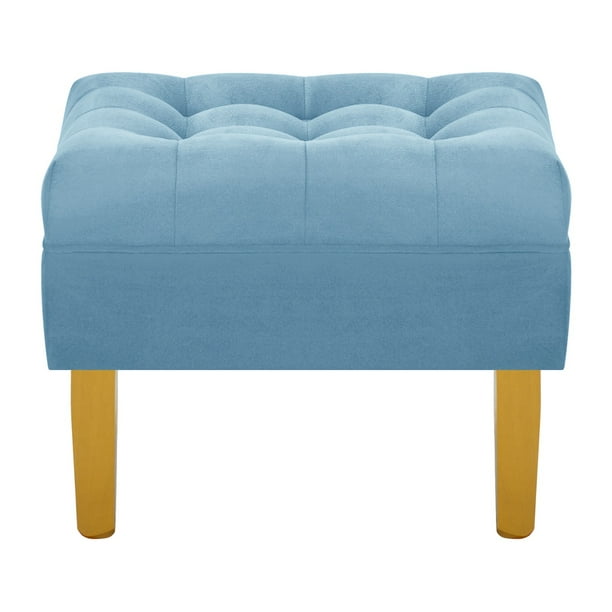 Pouf Wood 1c Felpa 01 Azul Petroleo