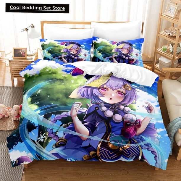 Cartoon Bedding Set Genshin Impact Game Kids Duvet Cover Set Comforter Bed Linen For Children Boy Decor Bedclothes Bed Sheets
