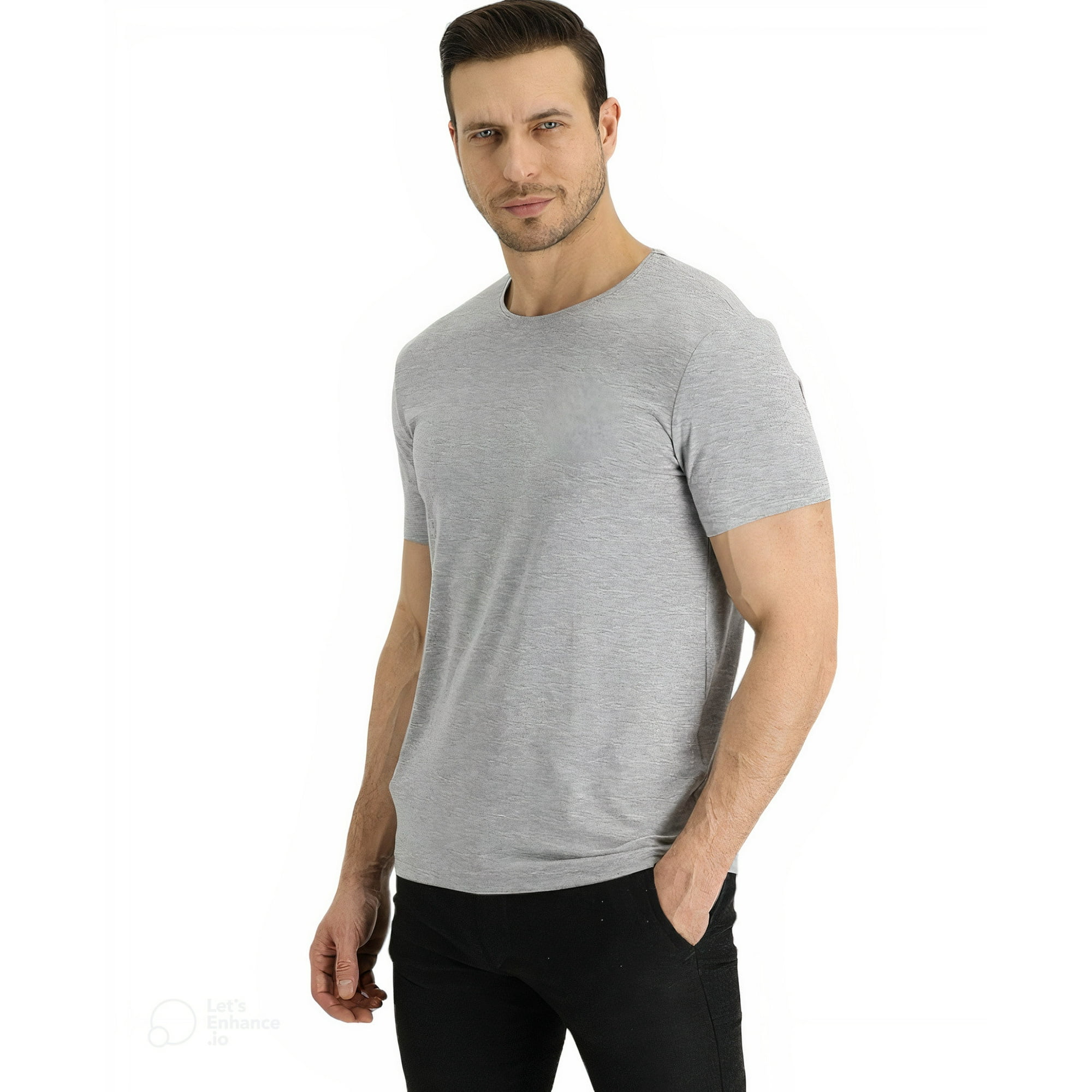 Home Fashion - Polera Hombre Manga Corta Cuello Redondo Gris Talla L