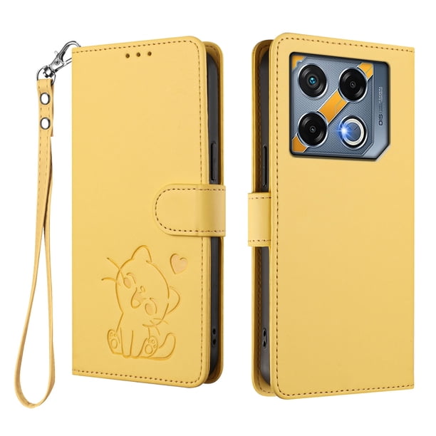 Funda Volteable tipo Billetera con Correa para Infinix GT 20 Pro 5G, Amarillo