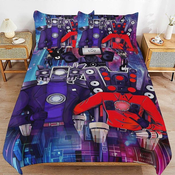 Skibidi Toilet Bedding Set Duvet Cover Comfortable and Lightweight Cartoon Bedding3 Piece