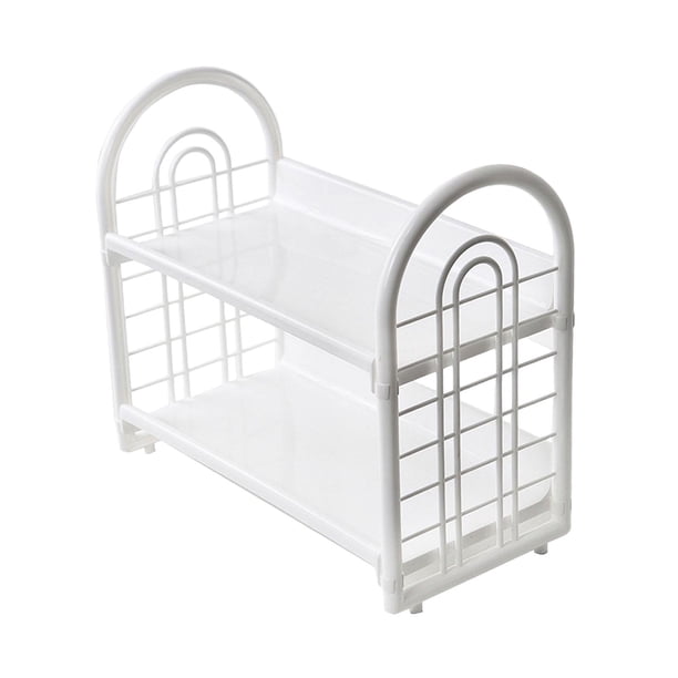 Organizador de escritorio, estantería de libros, gran capacidad, versátil, de 2 capas, para artículos de tocador, para baño, papelería, sala de estar, Blanco