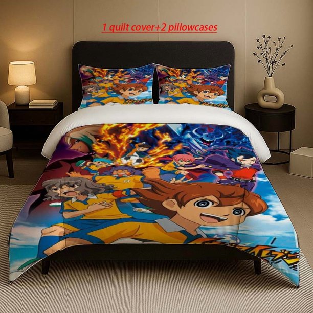 Inazuma Eleven Hot-Blooded Football Poster Pattern Three-Piece Set Soft And Comfortable Bedding Set Suitable for All Seasons