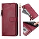 thumbnail image 1 of Funda tipo cartera para iPhone 15 PRO MAX con bolsillo con cremallera, tarjetero, soporte, correa para la muñeca y tapa de cuero Rojo, 1 of 5