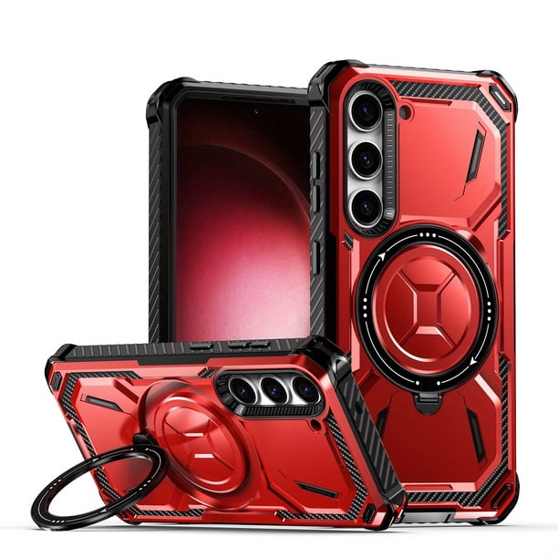 For Samsung Galaxy S23 S22 S21 Ultra S23 Plus Case Metal Kickstand Magnetic Case , Heavy Duty Bumper Shockproof Phone Case