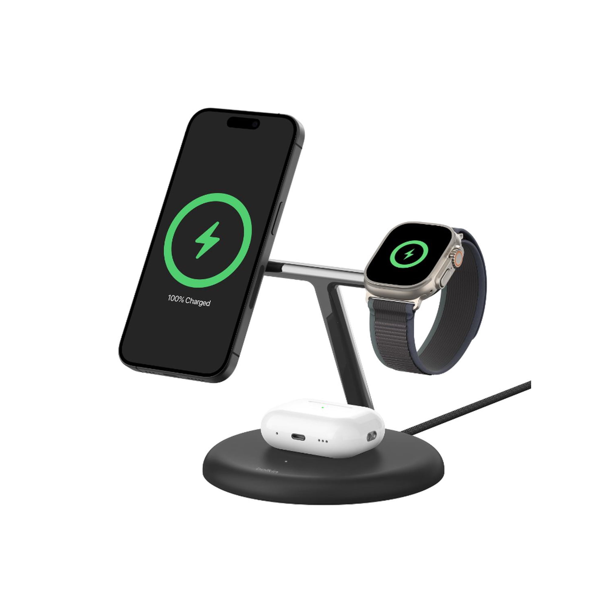 Cargador Inalámbrico Belkin Magsafe 3 En 1 Negro