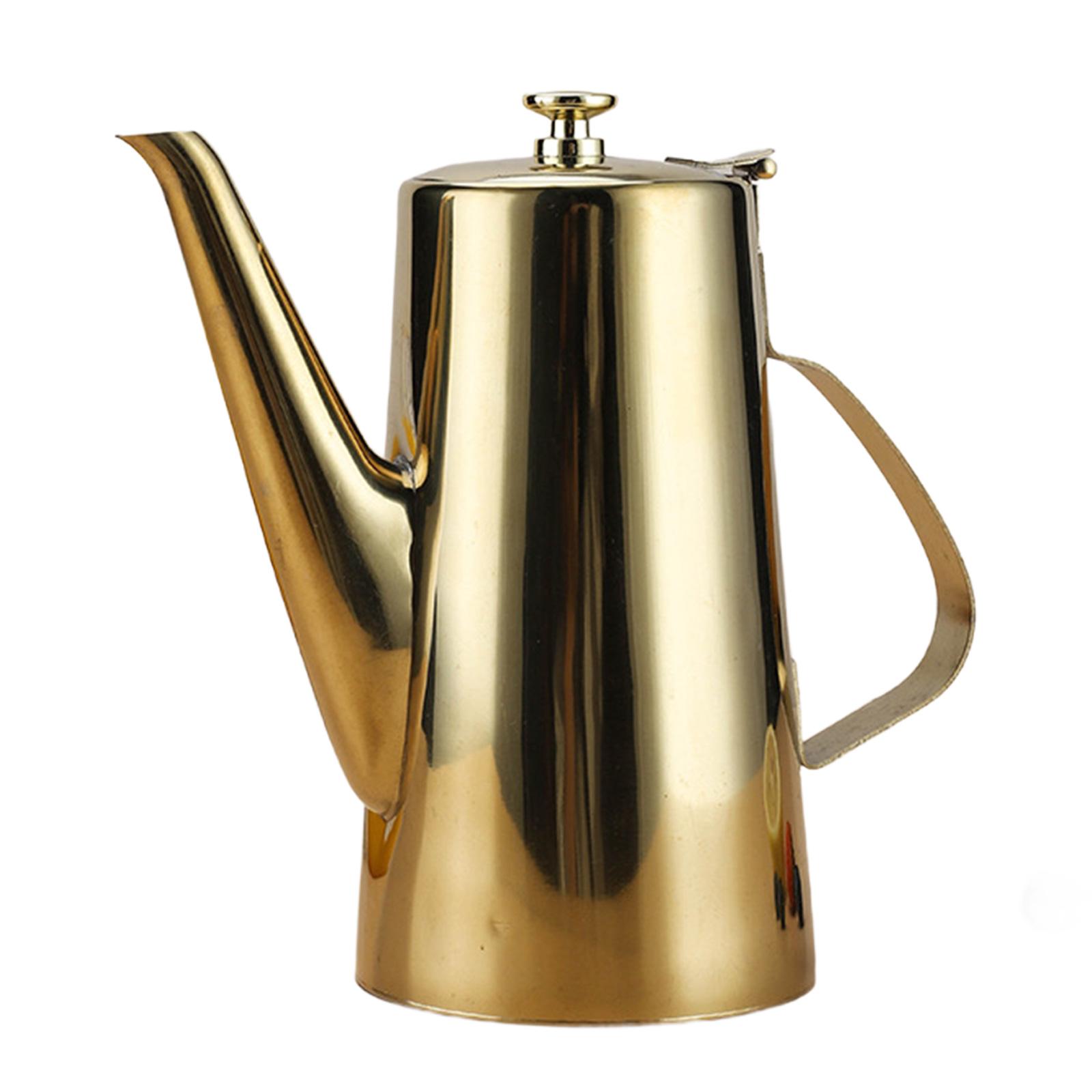 Magideal - Jarra De Agua De Acero Inoxidable, Dispensador De Bebidas Heladas, Tetera De Agua Fría, Tapa Abatible Con Boquilla Con Cuello De Cisne Para Barbacoa Y 1.5L