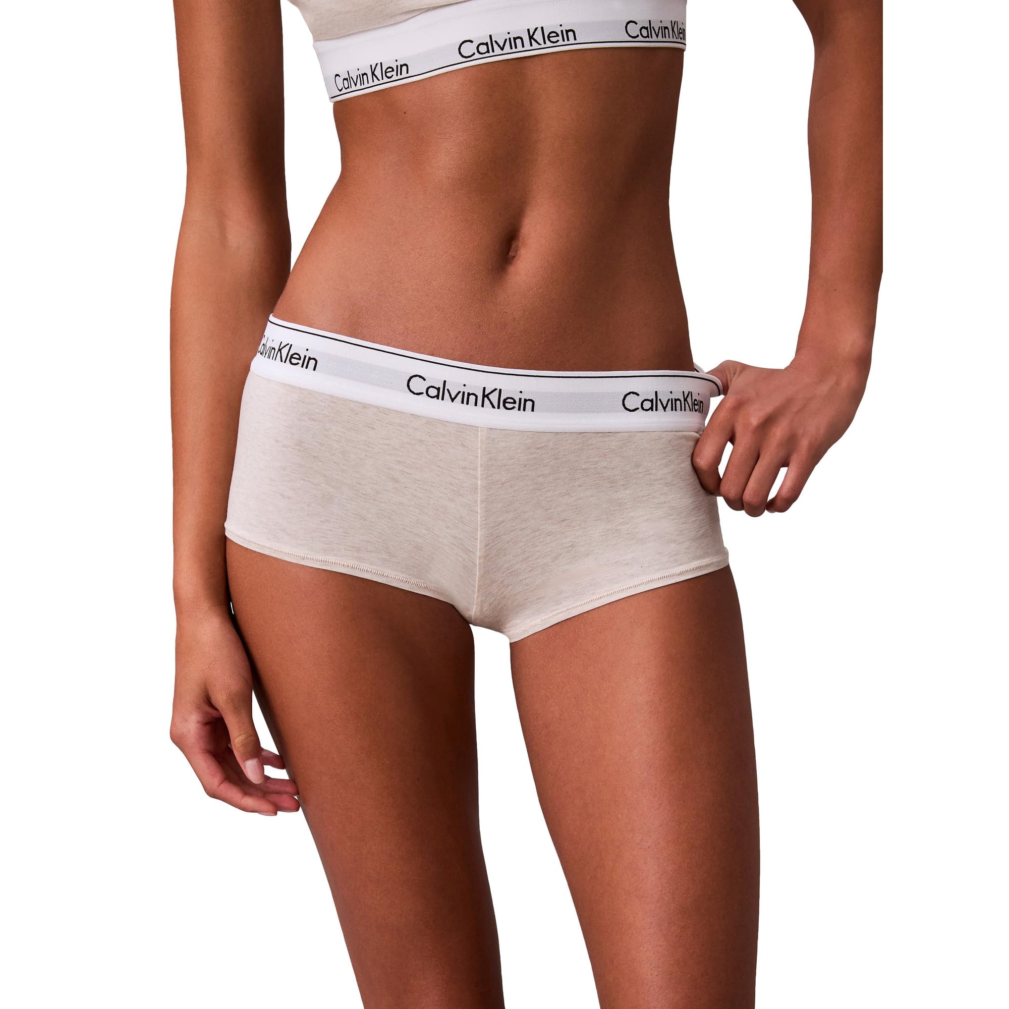 Pantalones Cortos Calvin Klein Modernos De Algodón Para Niños, Color Avena Jaspeado