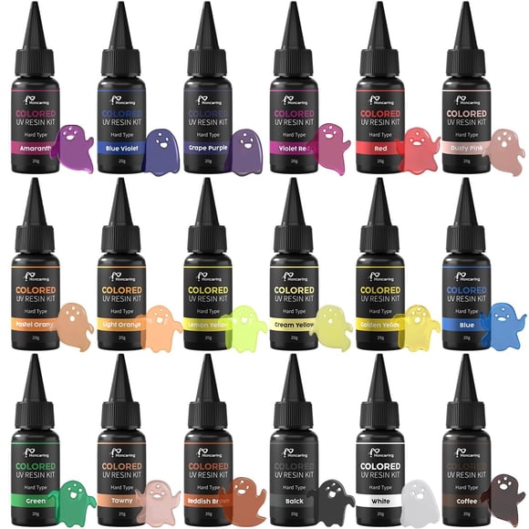 Kit De Resina Uv 18 Colores 20 G Cada Uno Curado Rápido